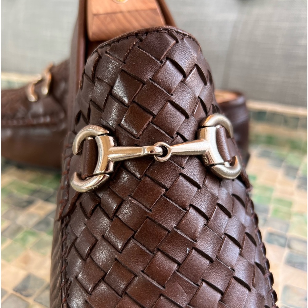 SAKS FIFTH AVENUE Mens Leather Drivers w/Silver Hardware, Excellent Condition